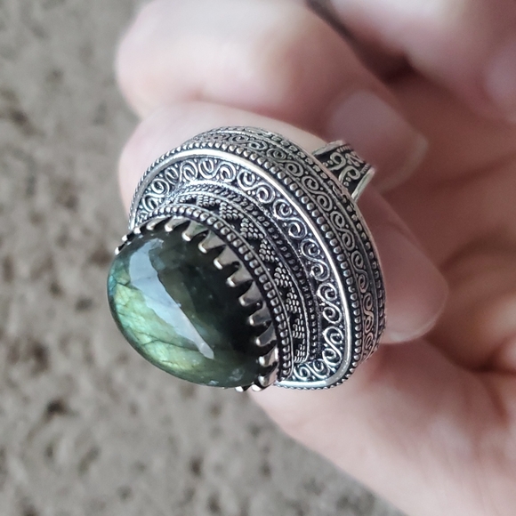 New Unique Labradorite 925 Silver Ring. - Picture 2 of 16